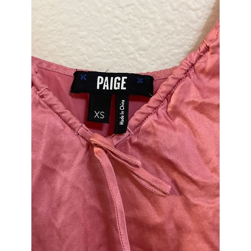 Paige Womens XS Pink 100% Silk Camisole Adjustable Strap V-Neck Top - Picture 2 of 5